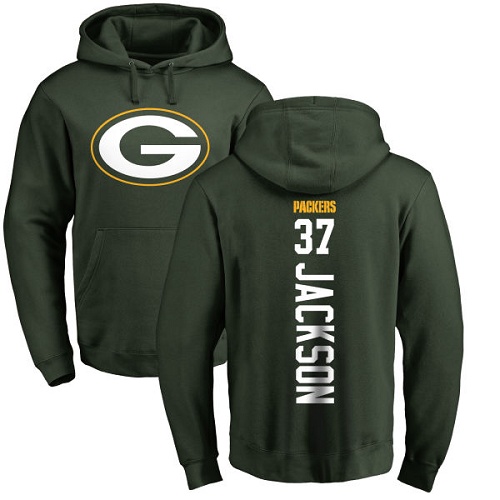 Men Green Bay Packers Green 37 Jackson Josh Backer Nike NFL Pullover Hoodie Sweatshirts